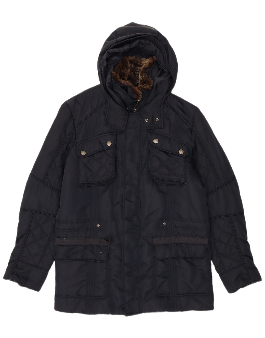 Jaqueta utilitária masculina com capuz Trussardi Jeans IT 48 médio azul marinho poliamida
