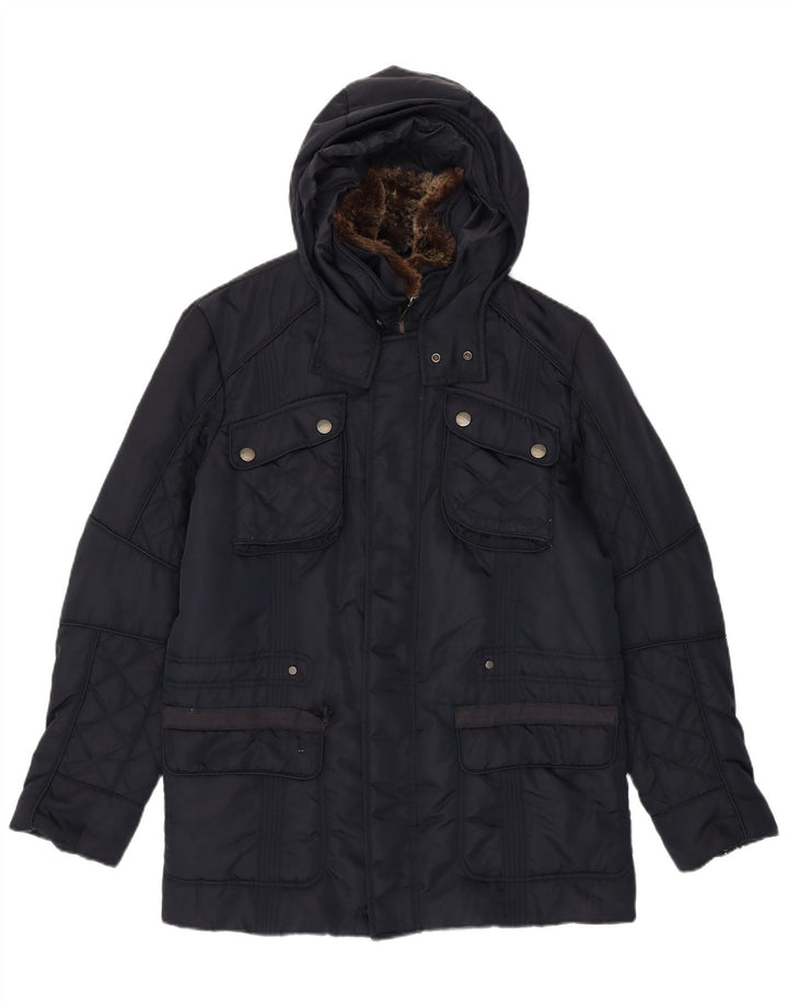 Jaqueta utilitária masculina com capuz Trussardi Jeans IT 48 médio azul marinho poliamida