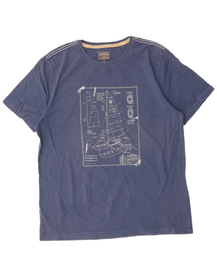 Camiseta gráfica masculina Fat Face Top grande algodão azul
