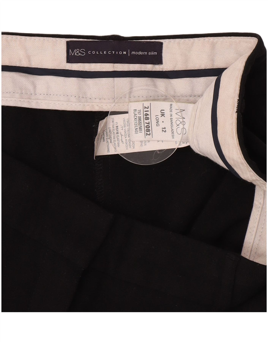Calça feminina Marks & Spencer Modern Slim Suit Reino Unido 12 Médio W30 L31 Preta