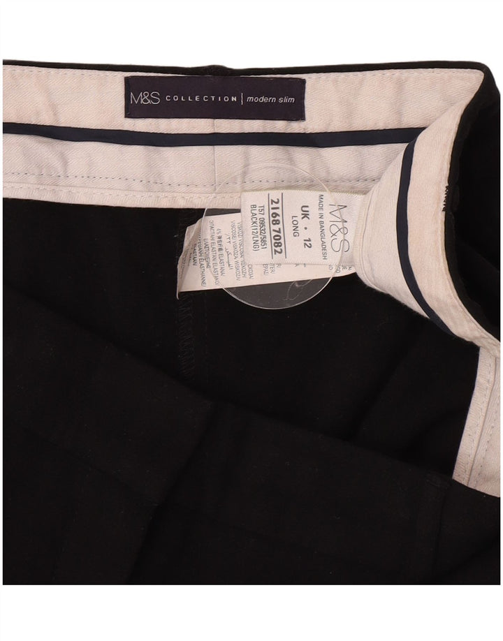 Calça feminina Marks & Spencer Modern Slim Suit Reino Unido 12 Médio W30 L31 Preta