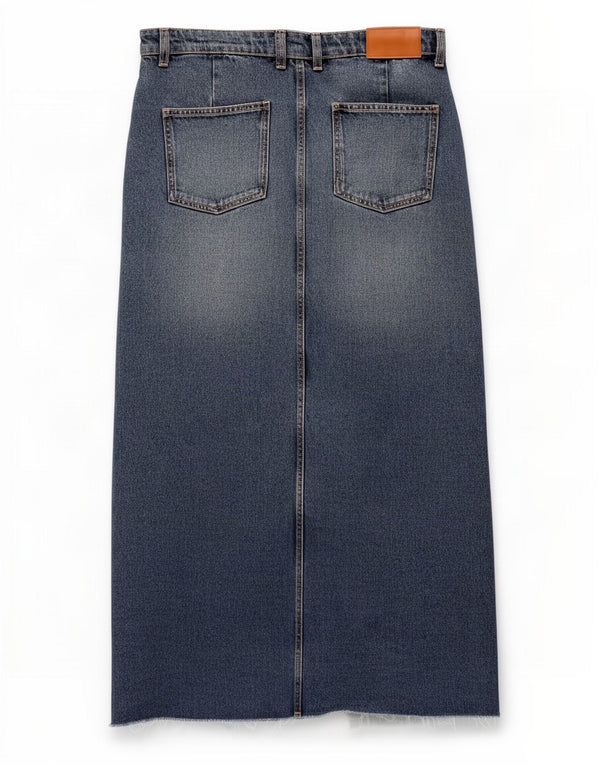 Saia jeans maxi cintura alta Zara feminina grande W30 algodão azul