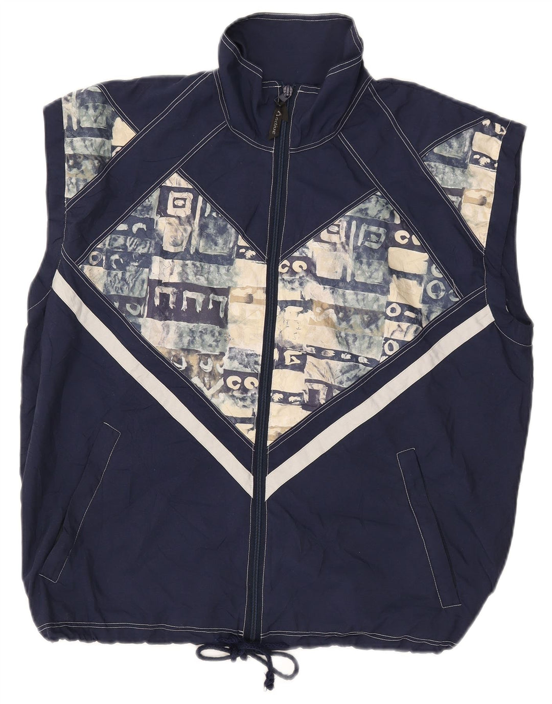 Jaqueta superior de agasalho masculino ativo sem mangas pequeno azul marinho Colourblock