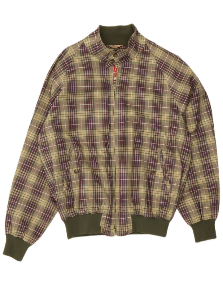 Jaqueta bomber masculina Baracuta UK 40 grande algodão xadrez verde