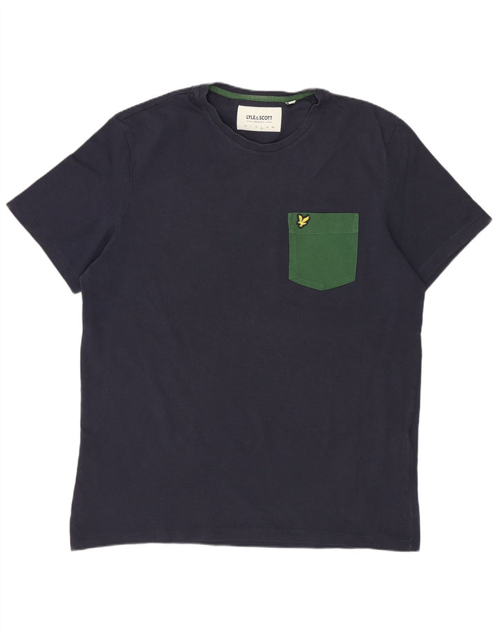 Camiseta masculina Lyle & Scott grande algodão azul marinho
