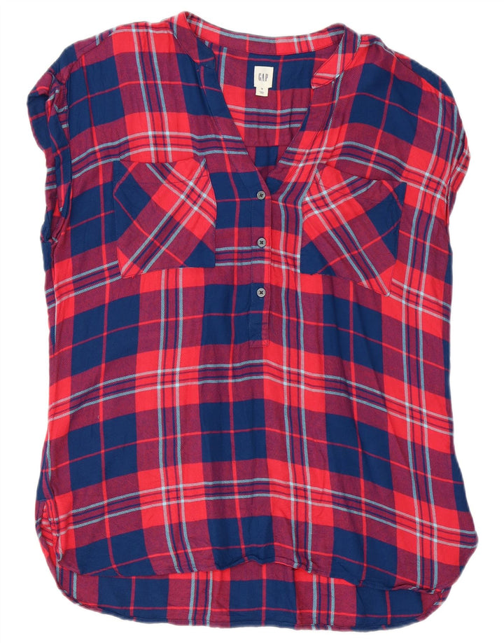 Blusa feminina Gap UK 14 viscose xadrez vermelha média