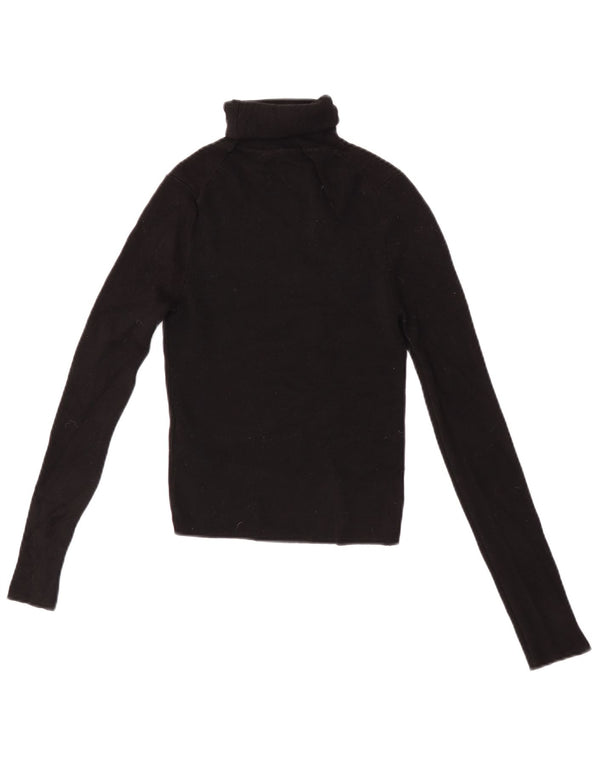 Zara Suéter feminino cropped com gola redonda Reino Unido 12 médio preto viscose