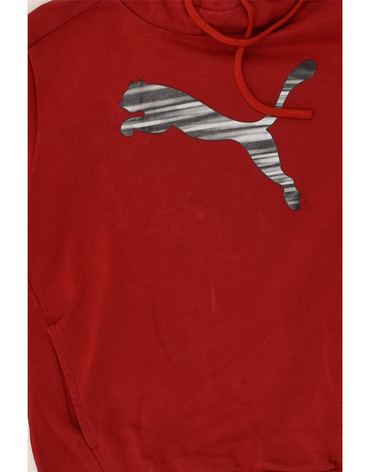 PUMA Mens Graphic Hoodie Jumper Small Burgundy Cotton | Vintage Puma | Thrift | Second-Hand Puma | Used Clothing | Messina Hembry 