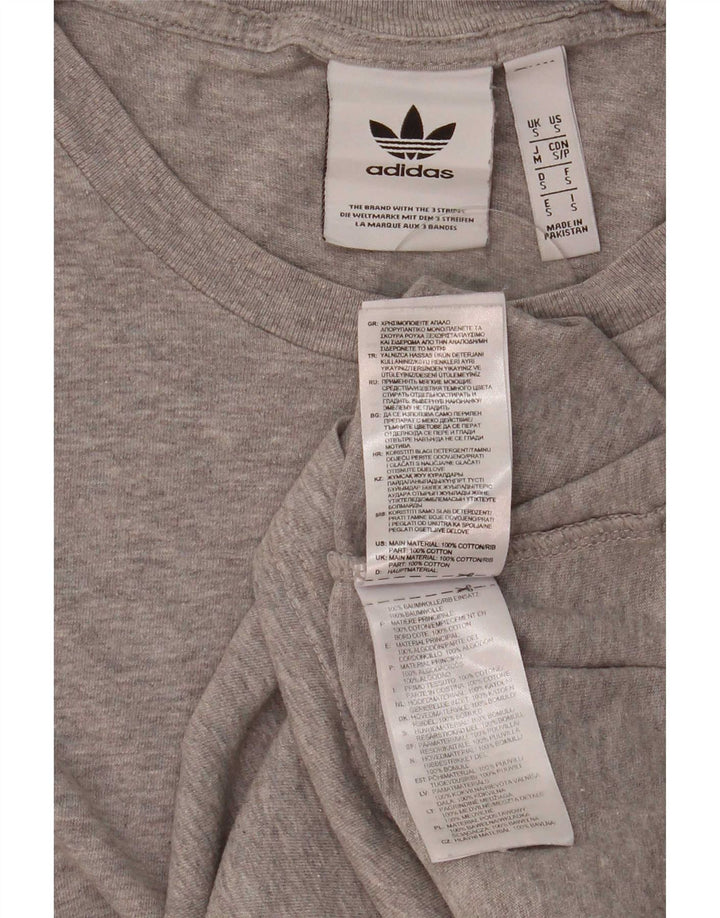 Adidas Mens Camiseta Top Pequeno Algodão Cinza