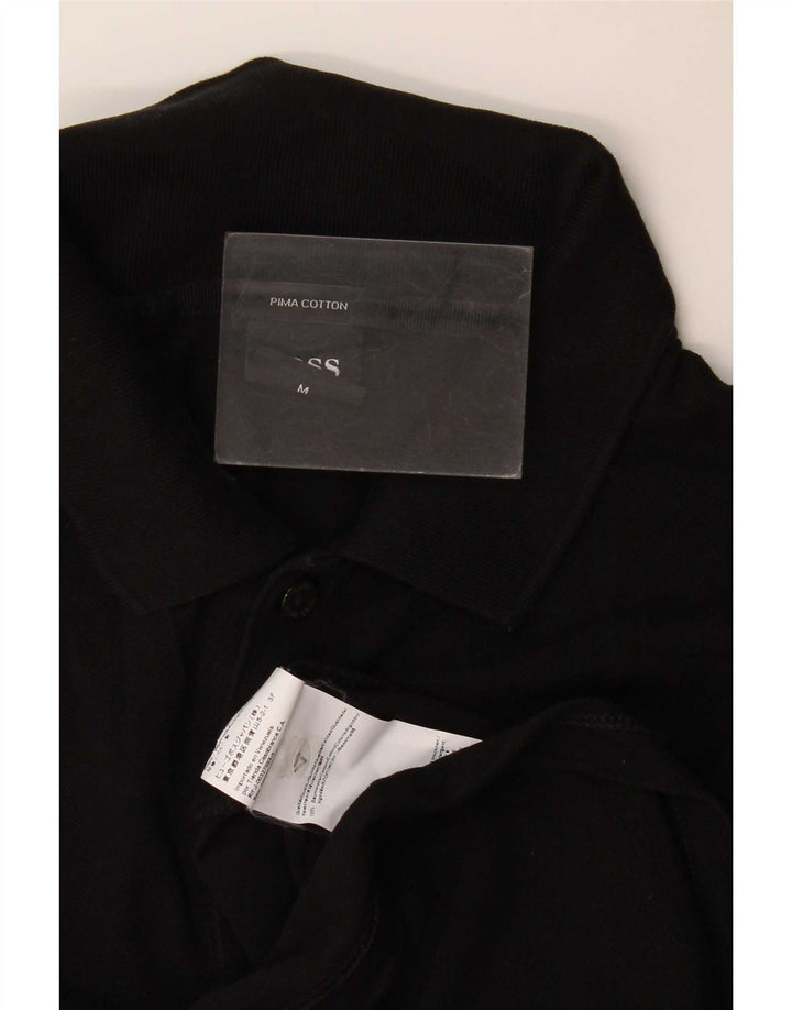 Camisa polo masculina Hugo Boss de algodão preto médio