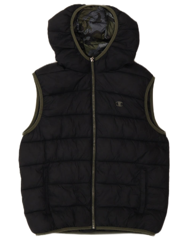 Colete acolchoado com capuz para meninos Champion 13-14 anos XL preto poliéster