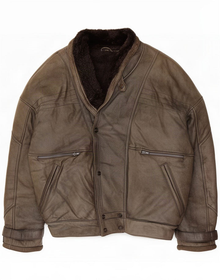 Guy Laroche Mens Shearling Jacket IT 52 XL Cinza