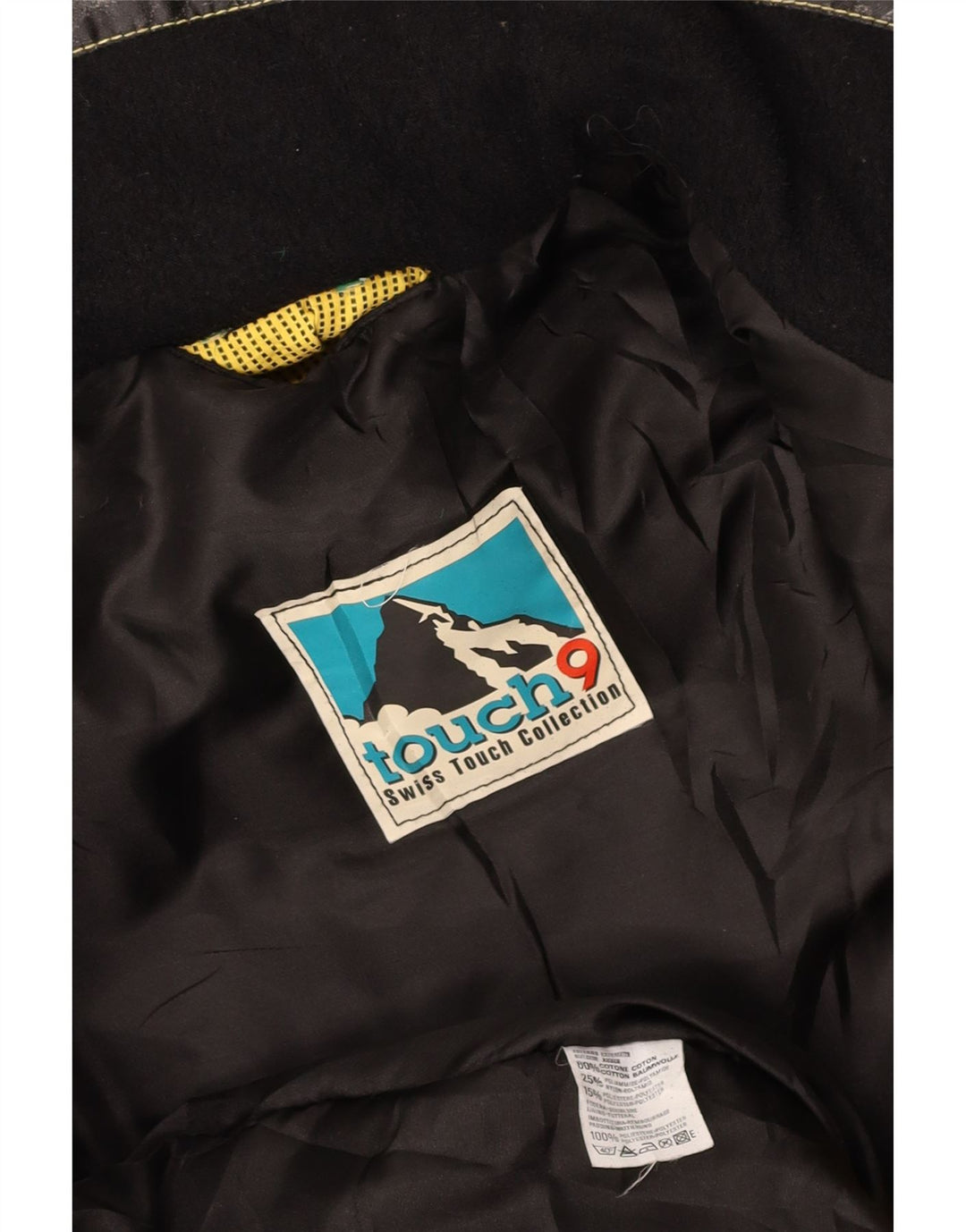 Jaqueta corta-vento feminina VINTAGE UK 14 algodão colorblock amarelo médio