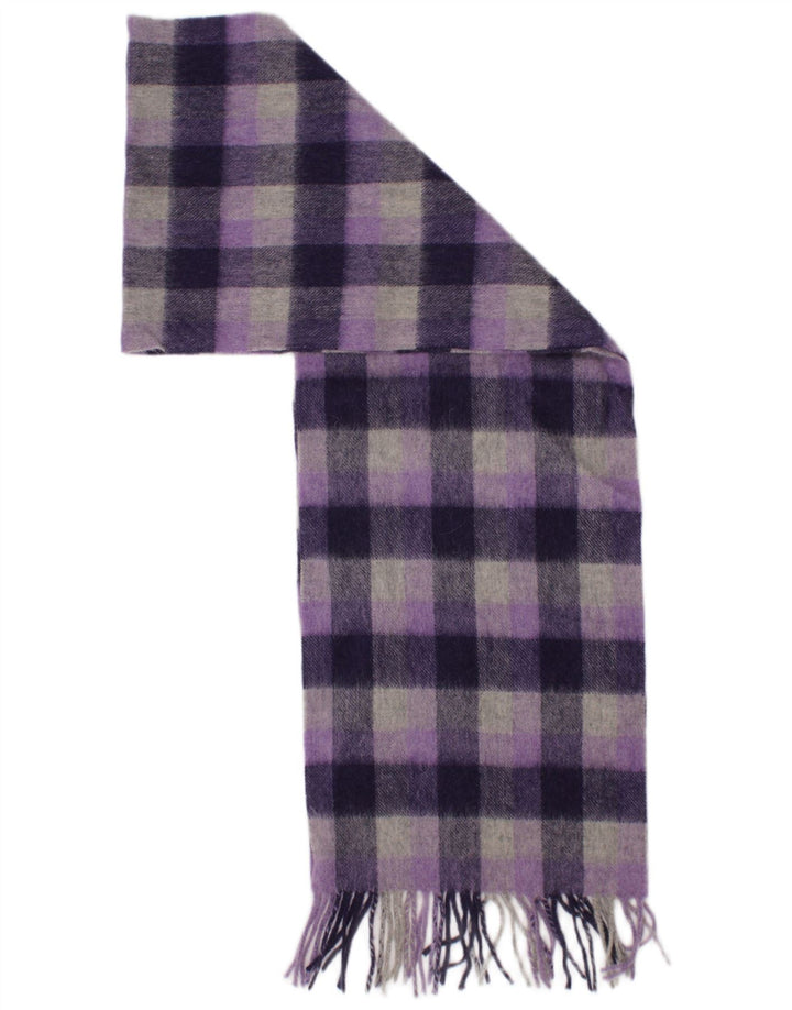 Lenço retangular feminino de Edimburgo, tamanho único, roxo, xadrez, lã de cordeiro, clássico