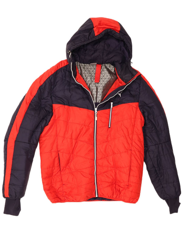 Jaqueta acolchoada masculina Puma UK 40 grande poliéster colorblock vermelho