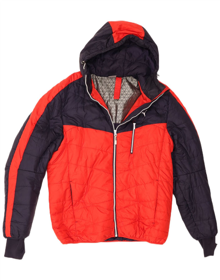Jaqueta acolchoada masculina Puma UK 40 grande poliéster colorblock vermelho