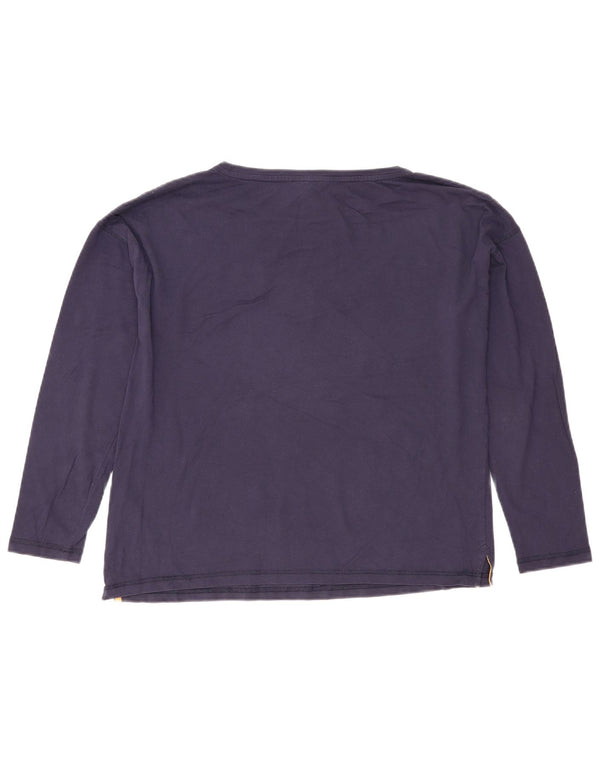 Joules Top feminino oversized manga comprida Reino Unido 10 pequeno algodão azul marinho