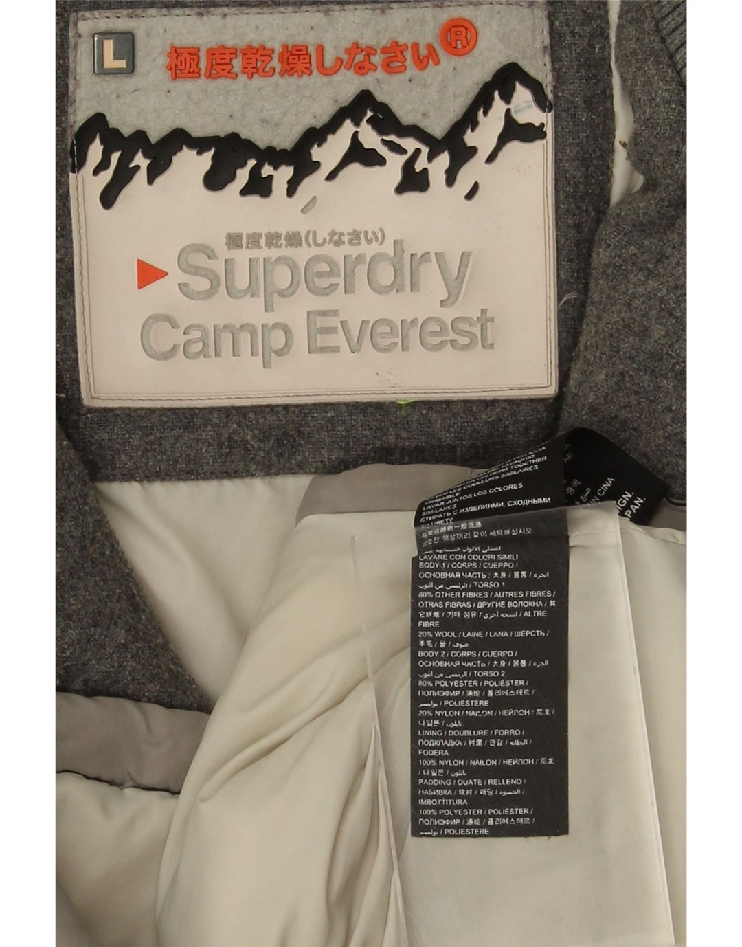 Jaqueta acolchoada feminina SUPERDRY UK 14 grande lã cinza