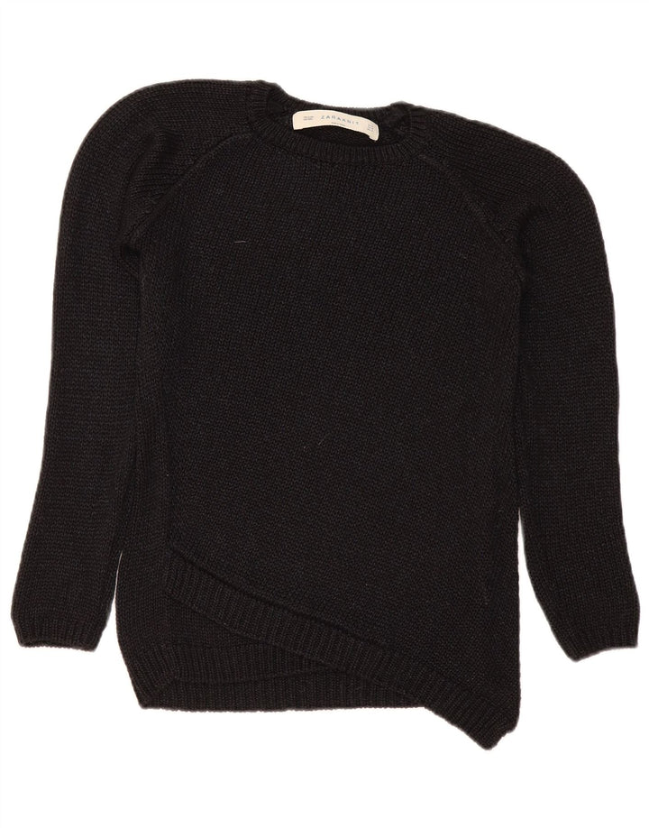 Zara Suéter feminino com gola redonda, Reino Unido 14 Médio Preto