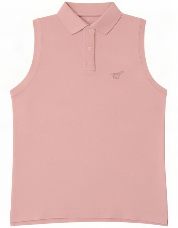 Camisa polo feminina sem mangas Henry Cottons IT 42 algodão rosa médio