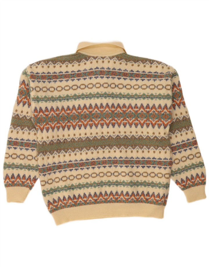 Suéter masculino STEFANEL com gola polo, médio bege Fair Isle