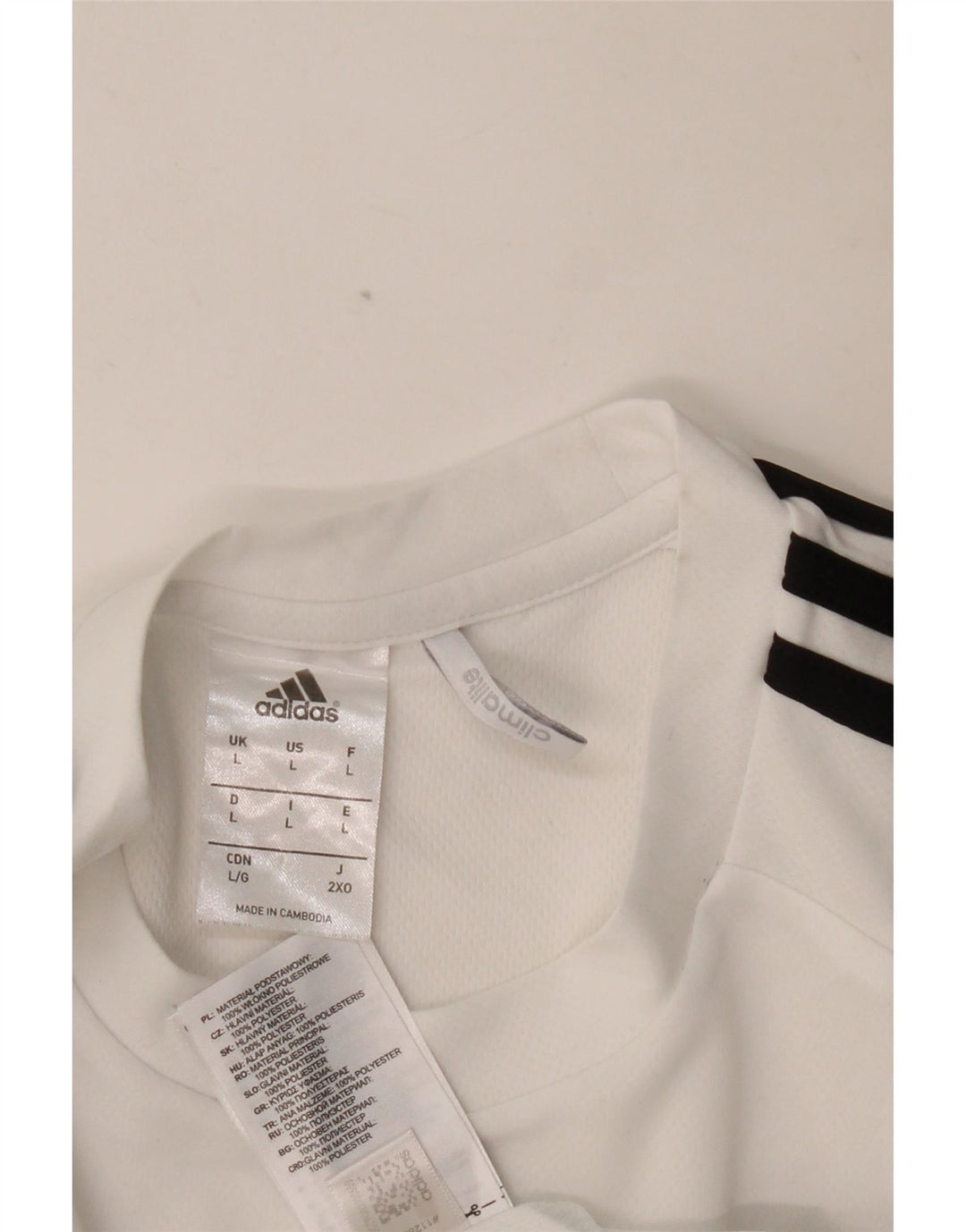 ADIDAS Mens Climalite T-Shirt Top Grande Branco Colourblock Poliéster
