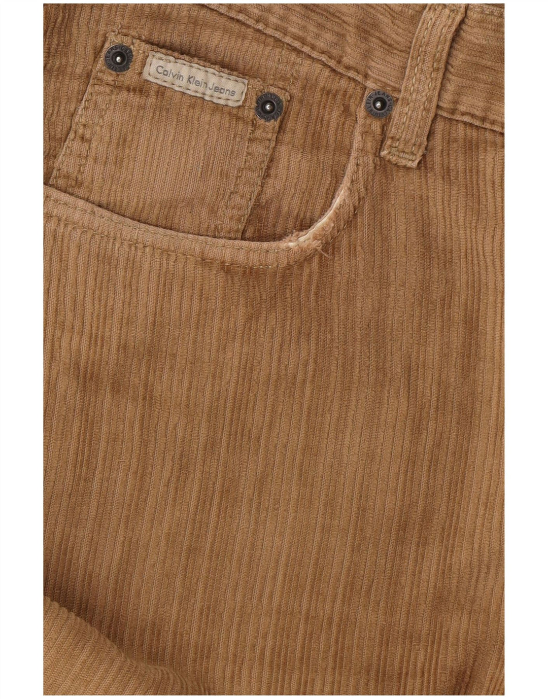 CALVIN KLEIN Calça masculina reta de veludo W31 L28 algodão bege