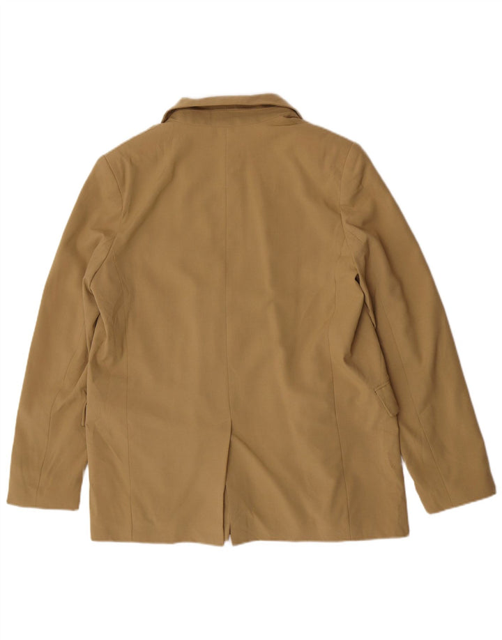 Jaqueta blazer feminina Topshop com peito duplo Reino Unido 12 poliéster bege médio