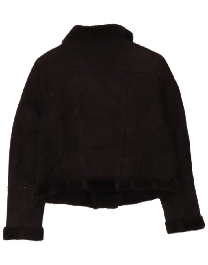 Jaqueta feminina Sherpa Biker Oasis UK 14 poliéster preto médio