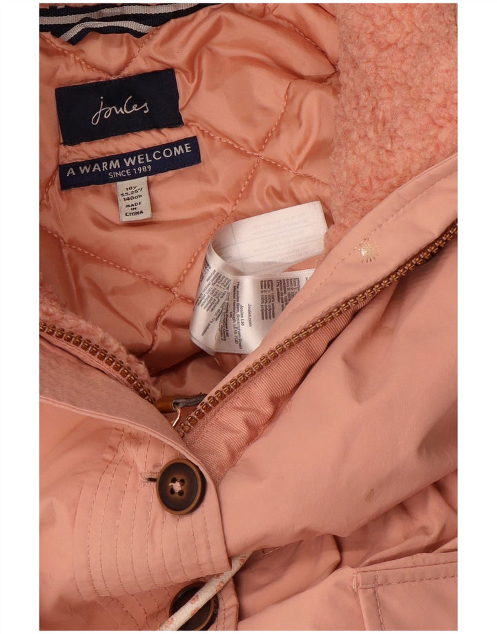 Jaqueta Parka com capuz para meninas Joules 9-10 anos poliéster rosa