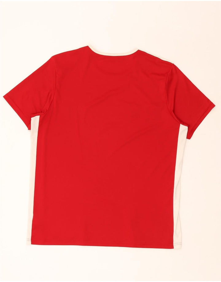 ADIDAS Mens Climalite T-Shirt Top XL Vermelho Colourblock Poliéster