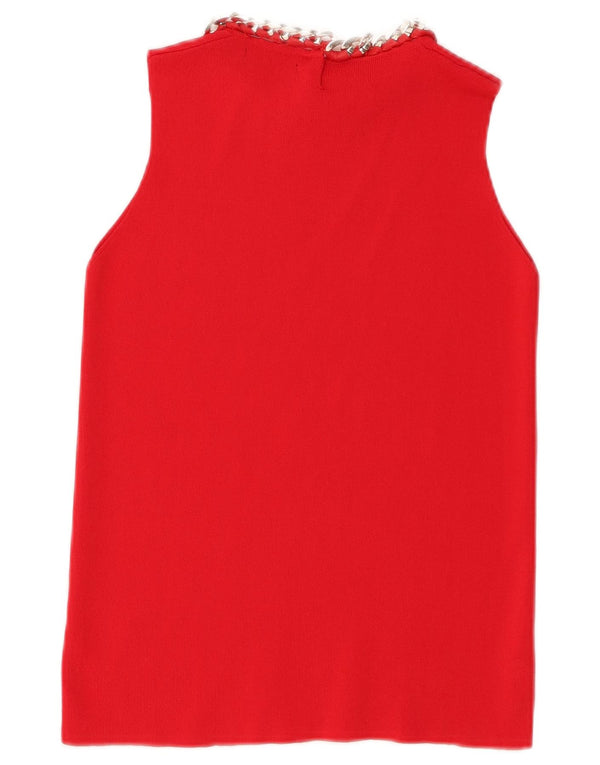 Zara Womens Vest Top UK 12 Médio Vermelho