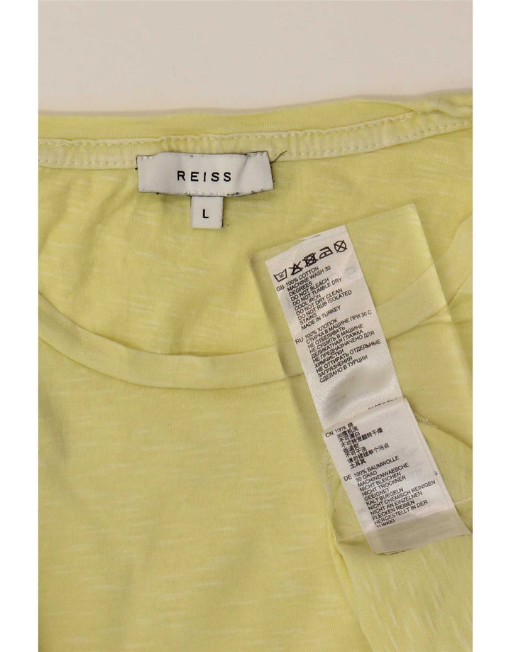 Camiseta masculina Reiss Top grande algodão amarelo