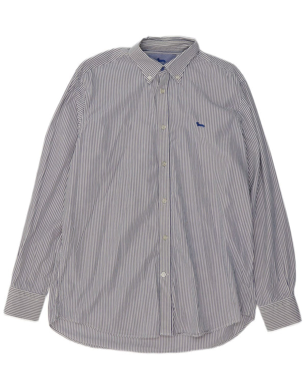 Camisa masculina de ajuste regular HARMONT & BLAINE XL azul risca de giz algodão