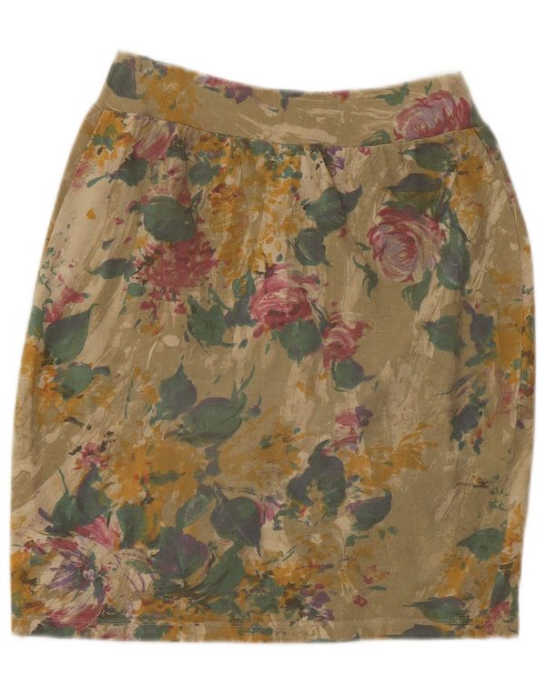 Saia lápis feminina vintage pequena W26 modal floral verde
