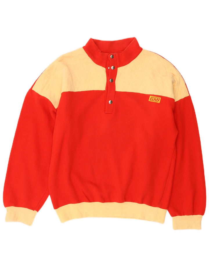 Moletom masculino vintage com gola em botão Jumper IT 48 Medium Red Colourblock