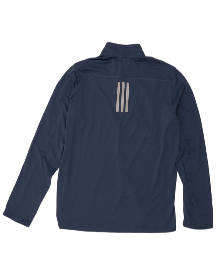 Adidas Mens Aeroready Zip Neck Pullover Treino Top Médio Azul Marinho
