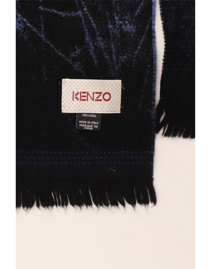 Lenço feminino Kenzo com padrão abstrato retangular de lã azul marinho tamanho único
