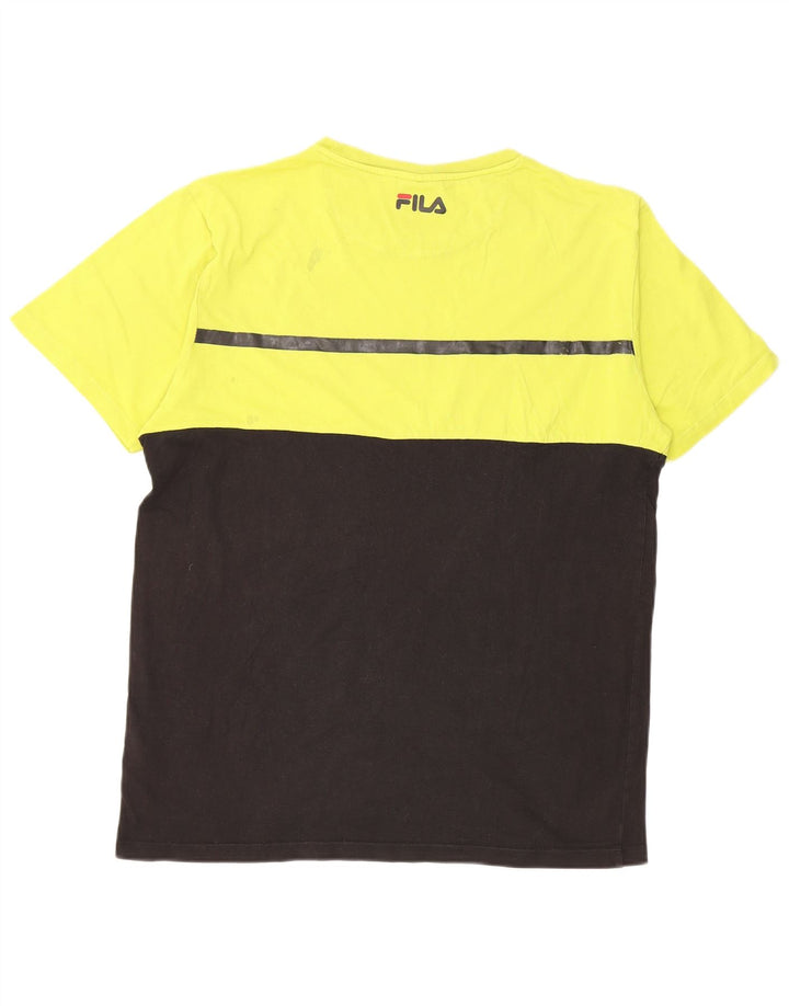 Camiseta masculina Fila Top grande algodão colorblock amarelo