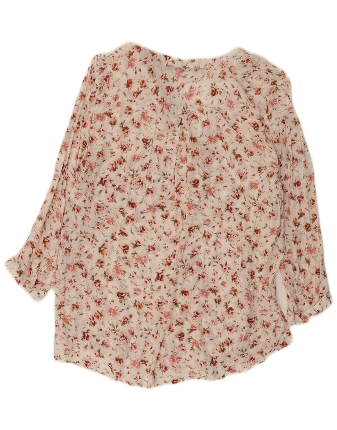 Zara blusa feminina manga 3/4 top UK 14 médio branco floral