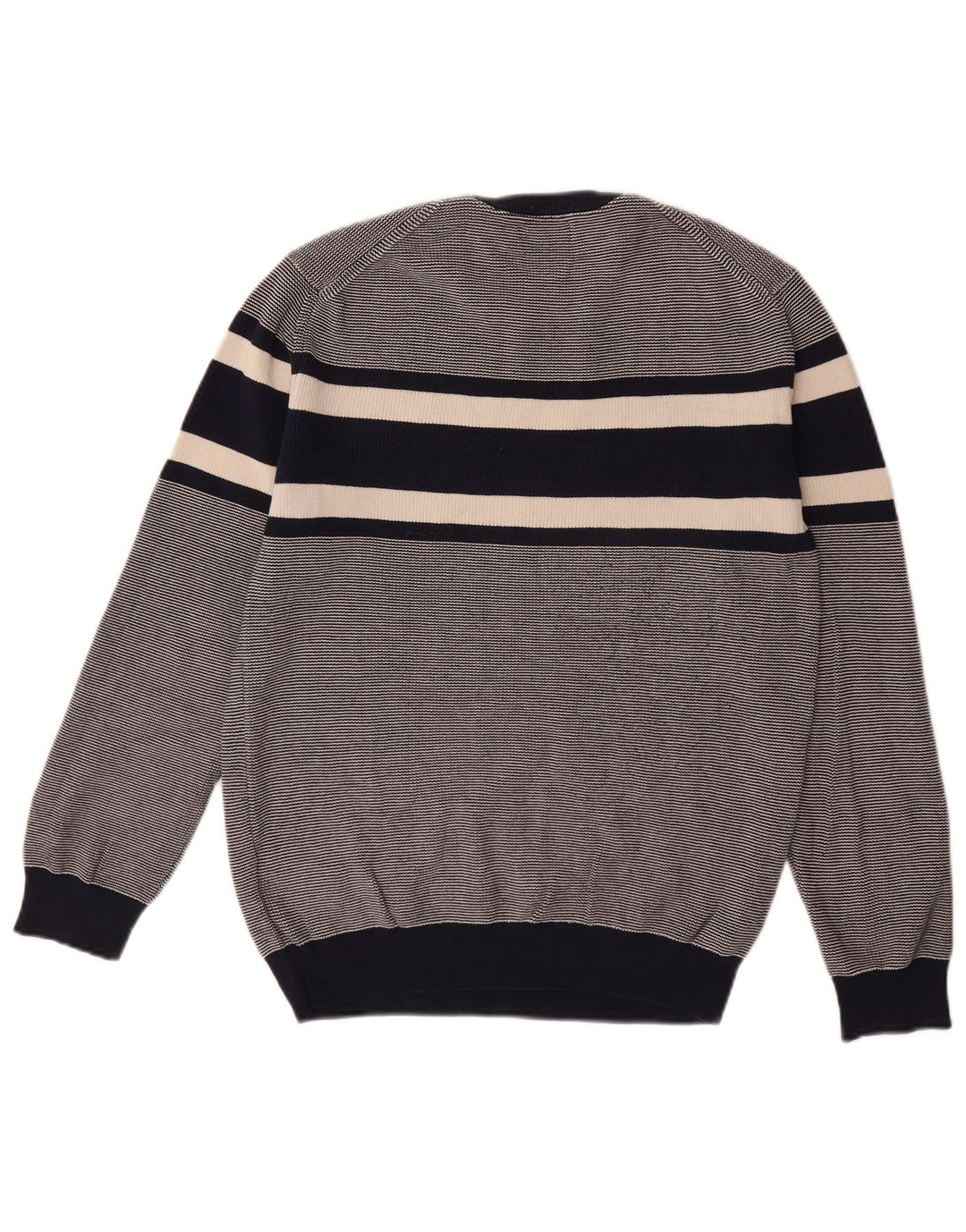 Suéter masculino GANT com gola redonda, algodão listrado azul marinho médio