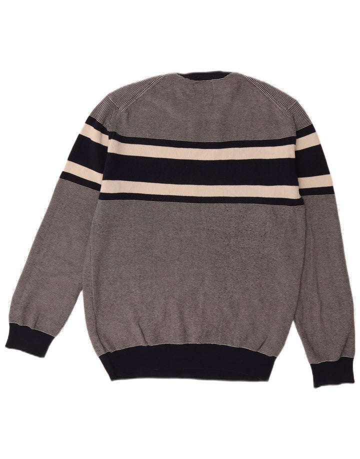 Suéter masculino GANT com gola redonda, algodão listrado azul marinho médio