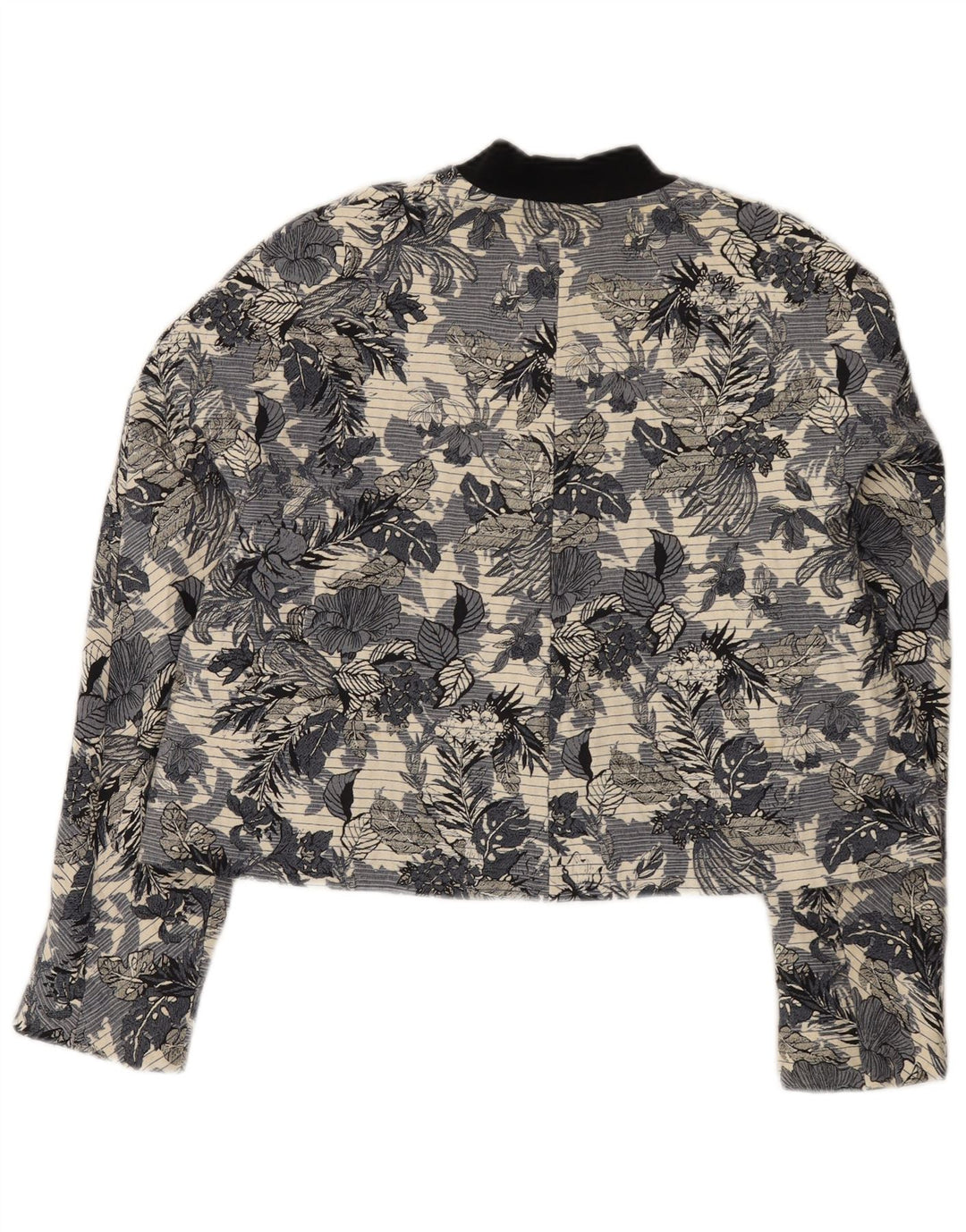 Jaqueta bomber feminina Zara Reino Unido 14 grande algodão floral azul
