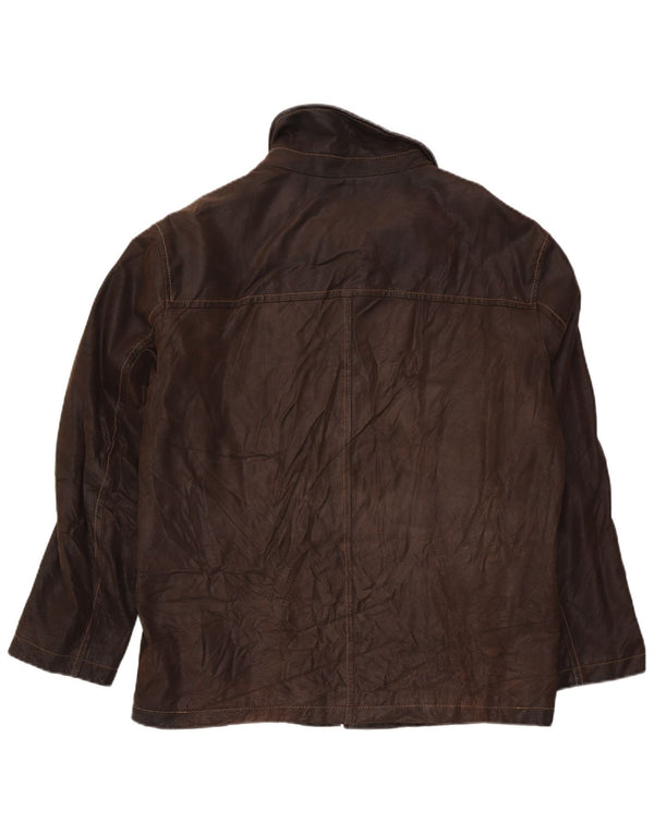 Jaqueta de couro masculina vintage UK 40 grande marrom