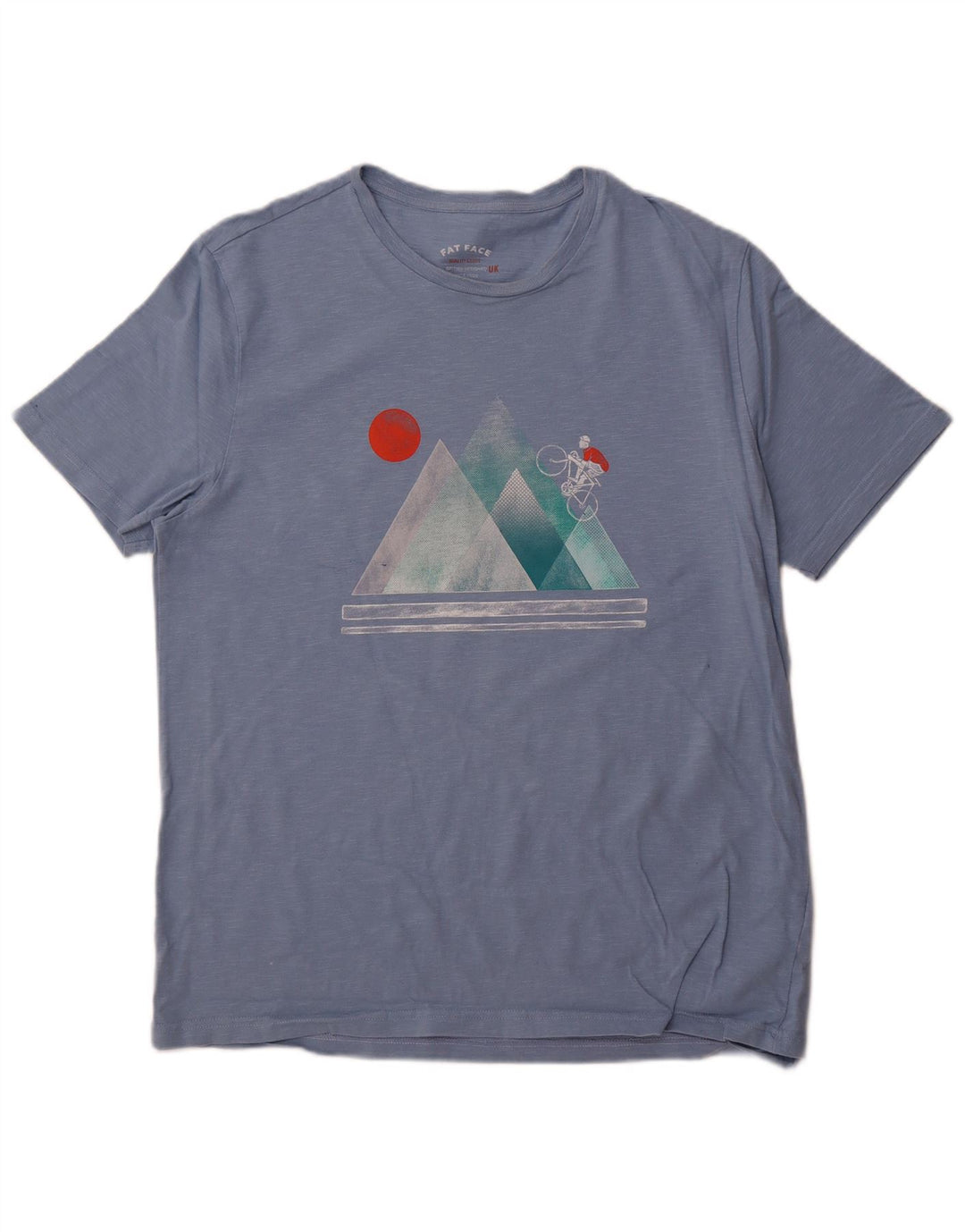 Camiseta gráfica masculina FAT FACE Top XL algodão manchado azul