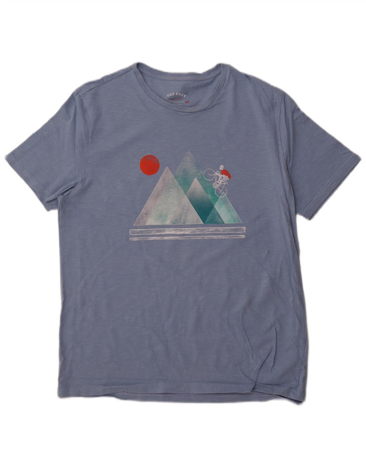 Camiseta gráfica masculina FAT FACE Top XL algodão manchado azul
