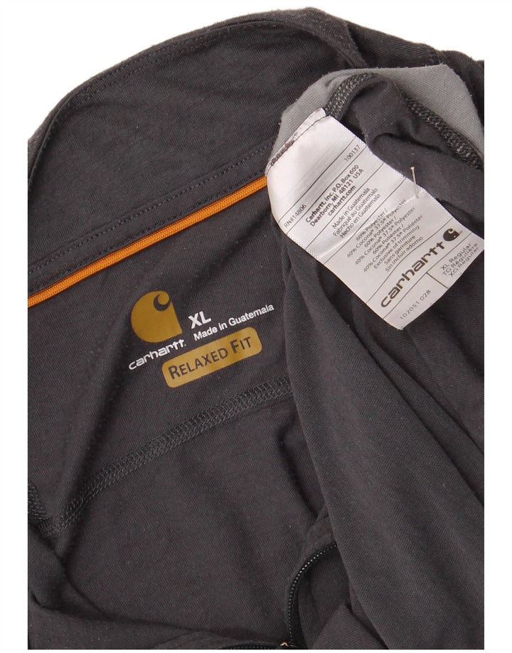 Carhartt Mens Zip Neck Pullover Treino Top XL Cinza Colourblock
