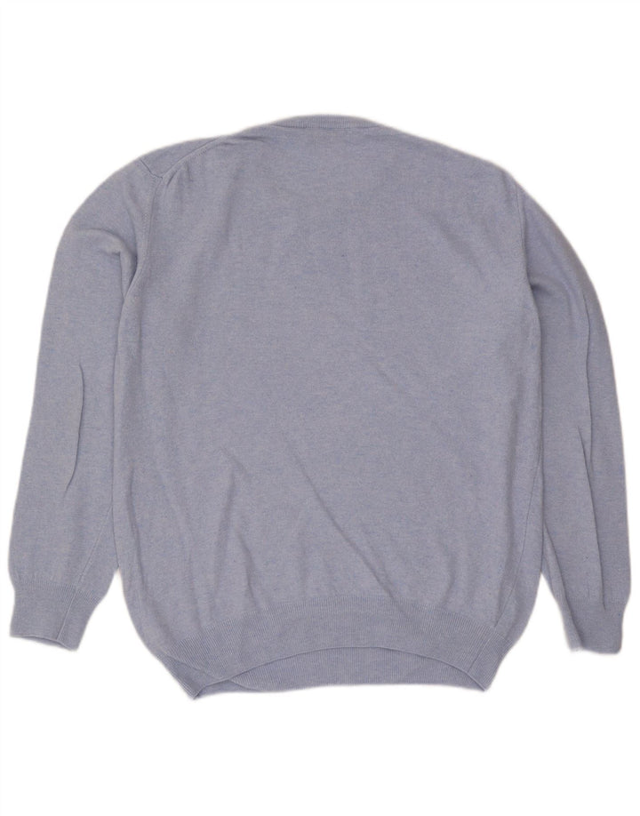 Suéter masculino Trussardi com gola redonda de lã azul médio