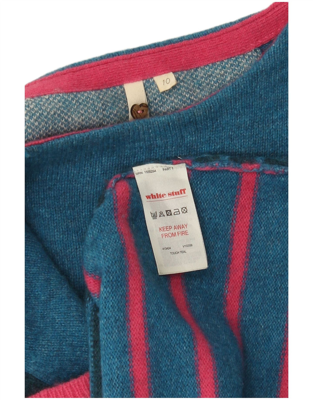 Suéter feminino White Stuff UK 10 lã de carneiro listrada azul pequena