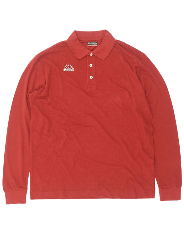 Camisa polo masculina de manga comprida Kappa grande algodão vermelho